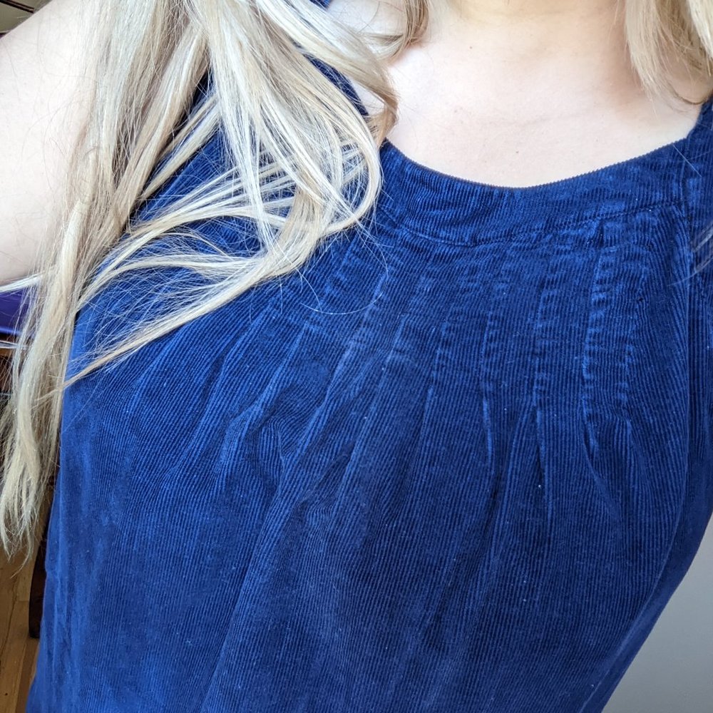 Vintage 90s Blue Corduroy Dress - Picture 3 of 9